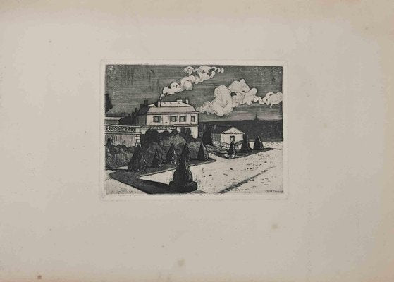 Georges-Henri Tribout, The Villa by the Sea, Original Etching, Early 20th-Century-ZCI-1318116