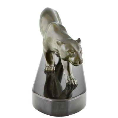 Georges Lavroff, Art Deco Panther Sculpture, 1925, Bronze & Marble-KTN-2028885