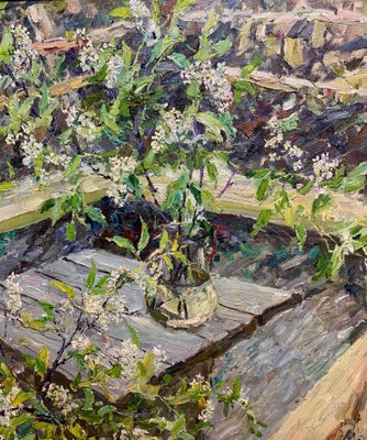 Georgij Moroz, Wild Cherry Blossom Flowers, Oil on Canvas, 1994-QUE-1001528