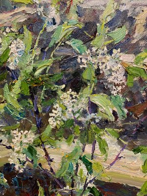 Georgij Moroz, Wild Cherry Blossom Flowers, Oil on Canvas, 1994-QUE-1001528