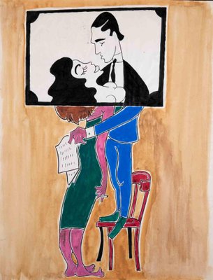 Gérard Lauzier, A Couple, Original Drawing, Mid-20th-Century-ZCI-1196799