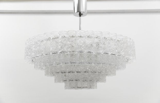 German 5-Tiered Ice Glass Chandelier from Doria Leuchten, 1960s-KQB-2031602