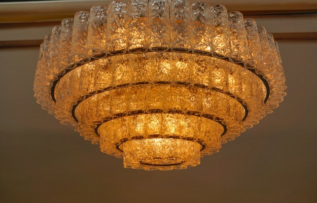 German 5-Tiered Ice Glass Chandelier from Doria Leuchten, 1960s-KQB-2031602