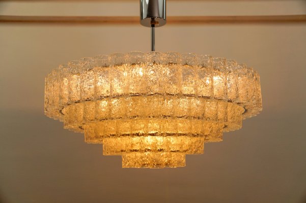 German 5-Tiered Ice Glass Chandelier from Doria Leuchten, 1960s-KQB-2031602