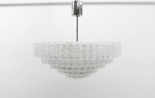 German 5-Tiered Ice Glass Chandelier from Doria Leuchten, 1960s-KQB-2031602