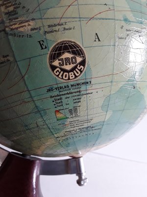 German Art Deco Brown Lacquered Aluminium Globe from JRO-Verlag, 1930s-HOI-694906