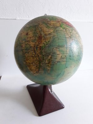 German Art Deco Brown Lacquered Aluminium Globe from JRO-Verlag, 1930s-HOI-694906