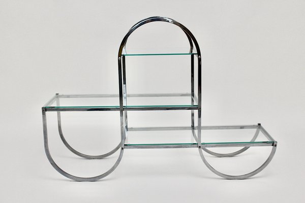 German Art Deco Chromed Metal Glass Book Stand or Flower Stand, 1930s-NB-1071276