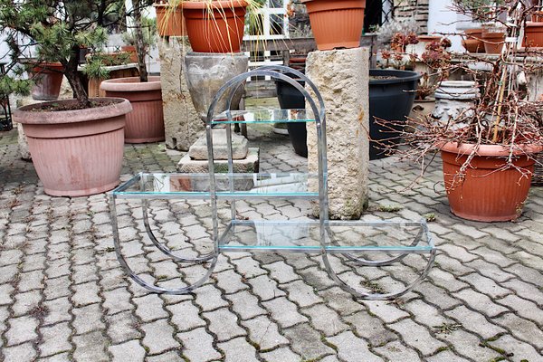 German Art Deco Chromed Metal Glass Book Stand or Flower Stand, 1930s-NB-1071276