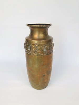 German Art Nouveau Wrought & Hammered Brass Vase from WMF, 1920s-JP-788450