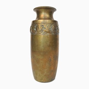 German Art Nouveau Wrought & Hammered Brass Vase from WMF, 1920s-JP-788450