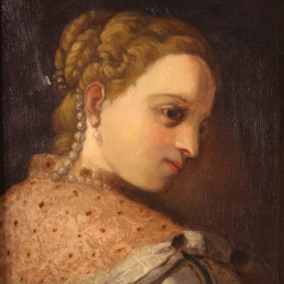 German Artist, Portrait of a Young Noblewoman, Late 19th Century, Oil on Canvas, Framed-RP-1812448