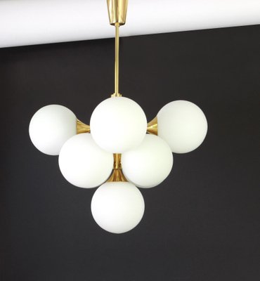 German Atomic Brass Chandelier by Kaiser, 1960s-UGR-1085579