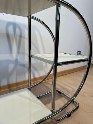 German Bauhaus Cream-White Lacquer Nickel Plate Steel Tube Shelf by Emile Guyot, 1930s-NNB-1315575