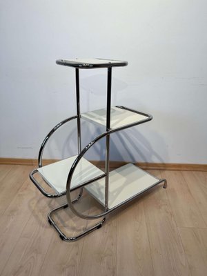 German Bauhaus Cream-White Lacquer Nickel Plate Steel Tube Shelf by Emile Guyot, 1930s-NNB-1315575