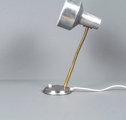 German Bauhaus Kaiser Idell Style Desk Lamp in Silver & Gold With Swan Neck, 1950s-VLO-1179130