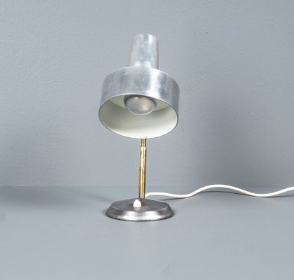 German Bauhaus Kaiser Idell Style Desk Lamp in Silver & Gold With Swan Neck, 1950s-VLO-1179130