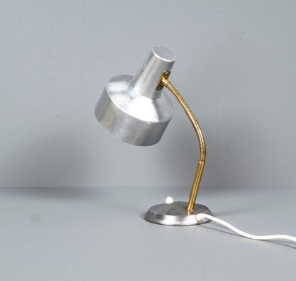 German Bauhaus Kaiser Idell Style Desk Lamp in Silver & Gold With Swan Neck, 1950s-VLO-1179130