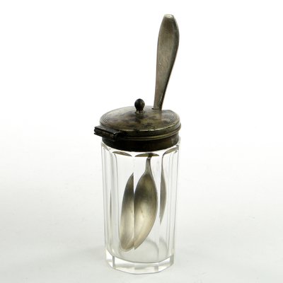 German Biedermeier Mustard Container with Spoon, 1930s, Set of 2-BKO-1801346