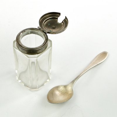 German Biedermeier Mustard Jar with Spoon, 1930s, Set of 2-BKO-1801343