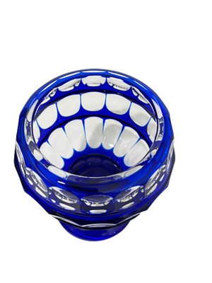 German Blue Bohemian Crystal Bowl with Silver Lid by Hermann Behrnd, Dresden-UCH-1224319