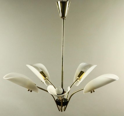 German Brass and Acrylic Glass Chandelier, 1950s-FUP-1417778