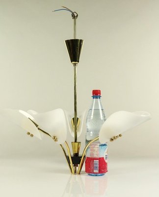 German Brass and Acrylic Glass Chandelier, 1950s-FUP-1417778