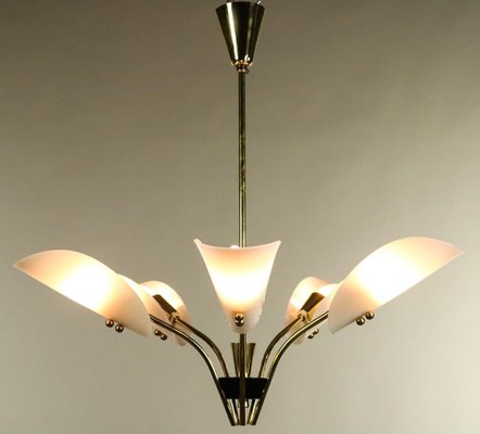 German Brass and Acrylic Glass Chandelier, 1950s-FUP-1417778