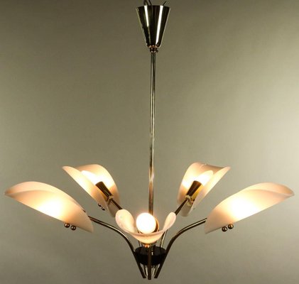 German Brass and Acrylic Glass Chandelier, 1950s-FUP-1417778