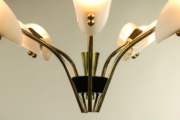 German Brass and Acrylic Glass Chandelier, 1950s-FUP-1417778