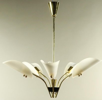 German Brass and Acrylic Glass Chandelier, 1950s-FUP-1417778