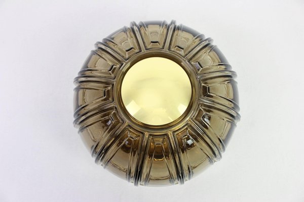 German Brass and Amber Glass Sconces or Flush Mount by Limburg, 1960s-UGR-1085472