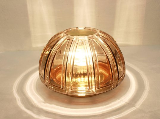 German Brass and Amber Glass Sconces or Flush Mount by Limburg, 1960s-UGR-1085472