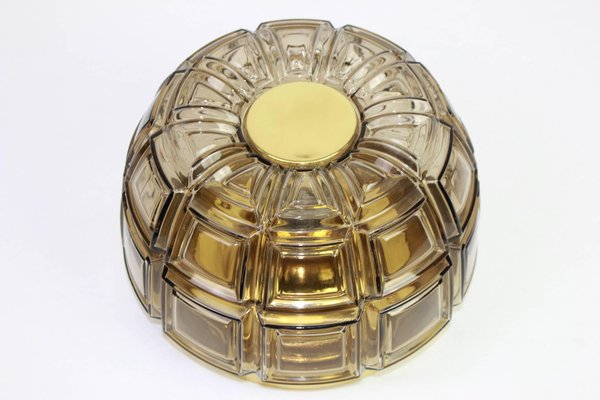 German Brass and Amber Glass Sconces or Flush Mount from Limburg, 1960s, Set of 2-UGR-1086133