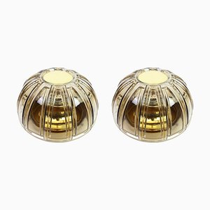 German Brass and Amber Glass Sconces or Flush Mount from Limburg, 1960s, Set of 2-UGR-1086233