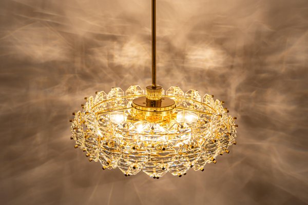 German Brass and Crystal Glass Chandelier from Kinkeldey, 1970s-UGR-1169035