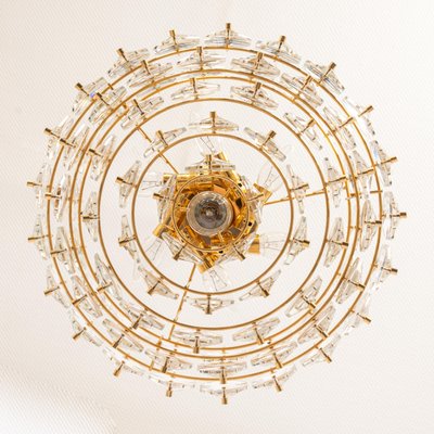 German Brass and Crystal Glass Chandelier from Kinkeldey, 1970s-UGR-1169035