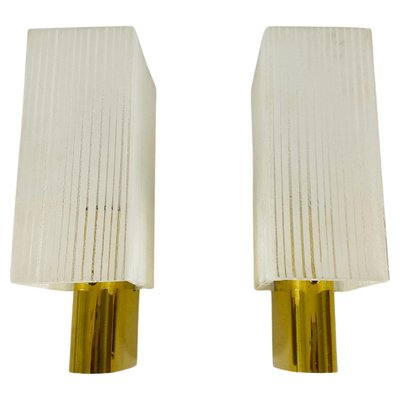 German Brass and Glass Sconces, 1960s, Set of 2-PUK-1113726