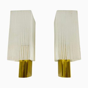 German Brass and Glass Sconces, 1960s, Set of 2-PUK-1113726