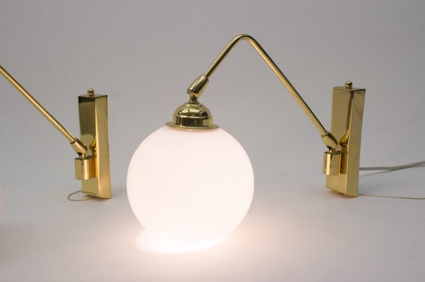 German Brass and Milk Glass Sconces, 1960s, Set of 2-KQB-583040