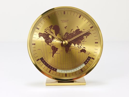 German Brass Table Clock by Wilhelm Kienzle, 1960s-MWV-1728648