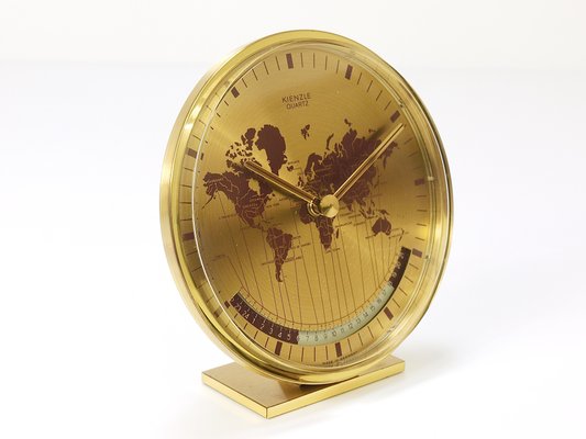 German Brass Table Clock by Wilhelm Kienzle, 1960s-MWV-1728648