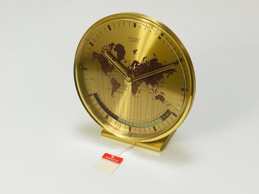 German Brass Table Clock by Wilhelm Kienzle, 1960s-MWV-1728648