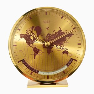 German Brass Table Clock by Wilhelm Kienzle, 1960s-MWV-1728648