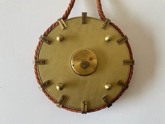 German Brass Zodiac Signs Wind Up Wall Clock with Rope Hanger by Atlanta, 1960s-RDS-1307147