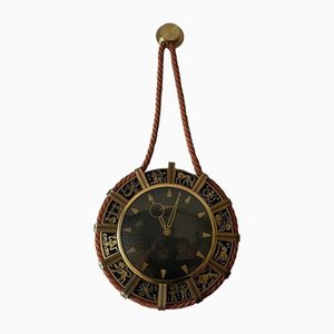 German Brass Zodiac Signs Wind Up Wall Clock with Rope Hanger by Atlanta, 1960s-RDS-1307147