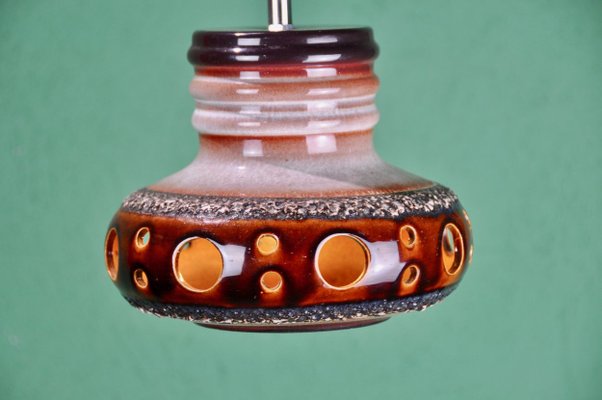 German Brown Ceramic Ceiling Lamp, 1960s-ROJ-623823