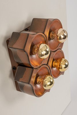 German Brown Ceramic Sputnik Wall Light, 1970s, Set of 4-UGR-1086187