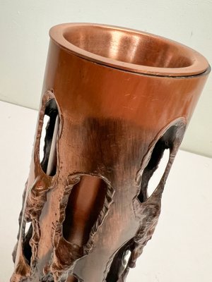 German Brutalist Copper Vase with Fused Holes, 1970s-WZZ-1805123