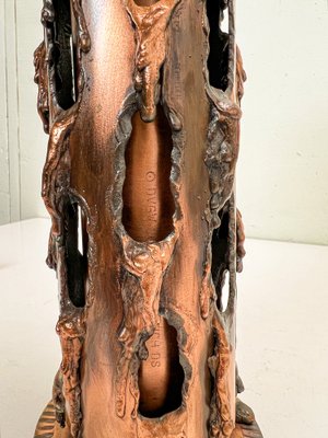 German Brutalist Copper Vase with Fused Holes, 1970s-WZZ-1805123